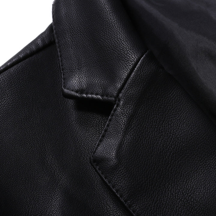 Herren Lederblazer im figurnahen Schnitt mit Umlegekragen und Pattentaschen Drune