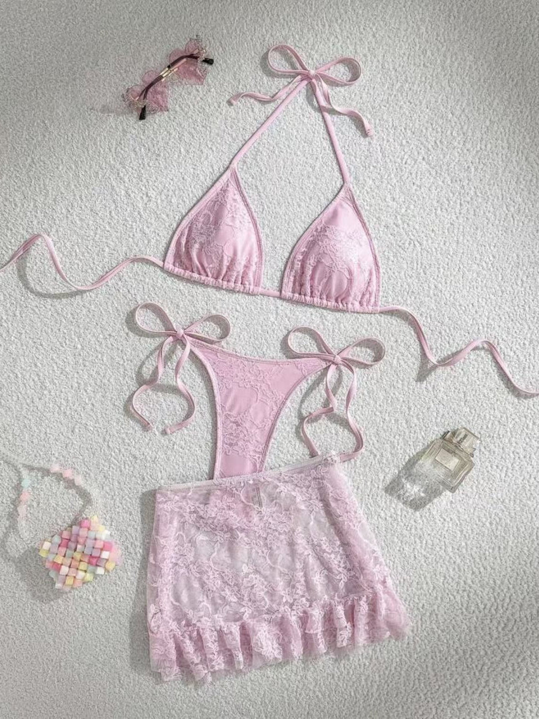 Damen Spitzen-Bikini mit Rüschen Drune