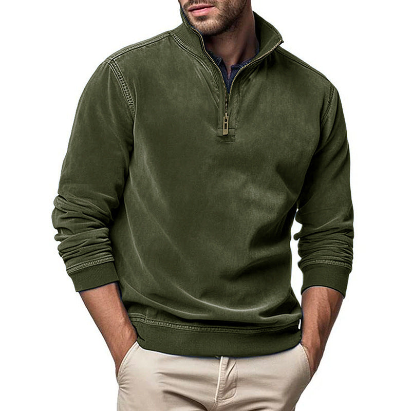 Herren Halbzip Sweatshirt mit Stehkragen und Rippbündchen Drune