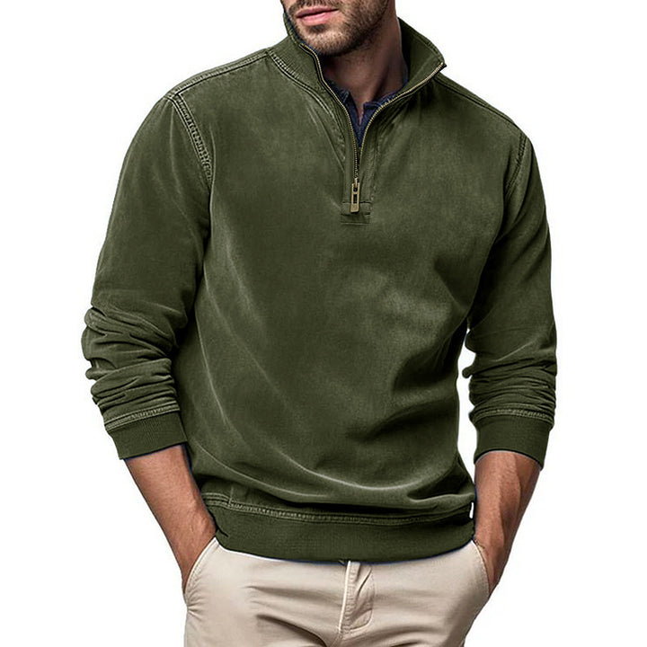 Herren Halbzip Sweatshirt mit Stehkragen und Rippbündchen Drune