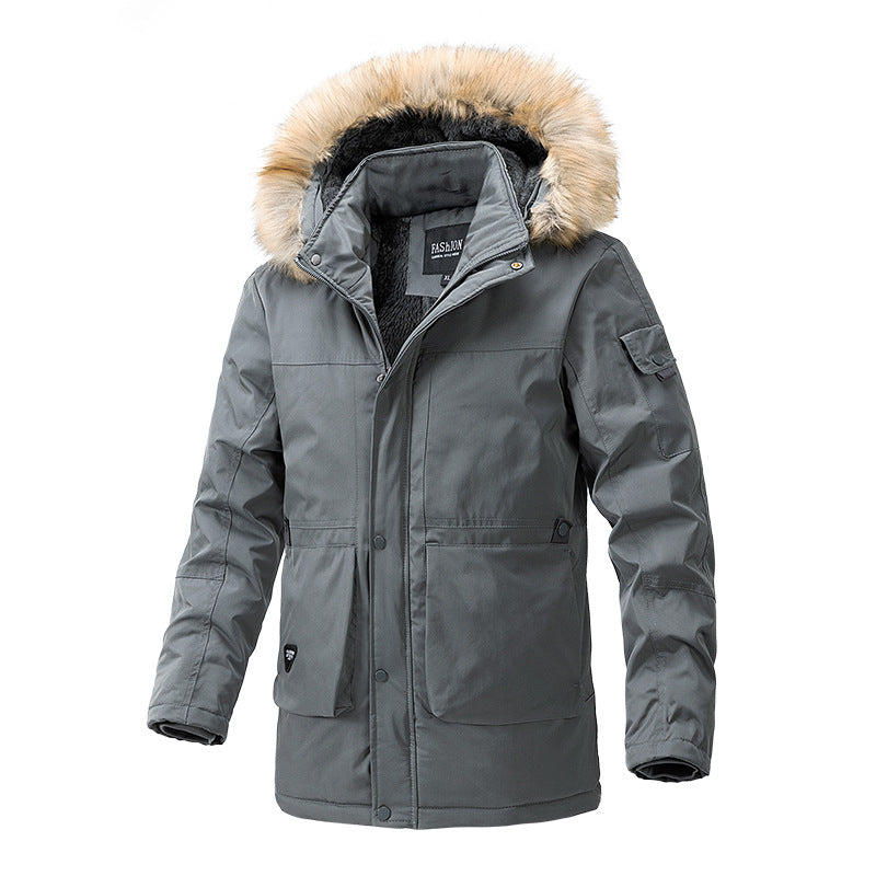 Herren Canvas-Parka mit Sherpa-Innenseite, verlängerter Schnitt und Utility-Ärmeltasche Drune
