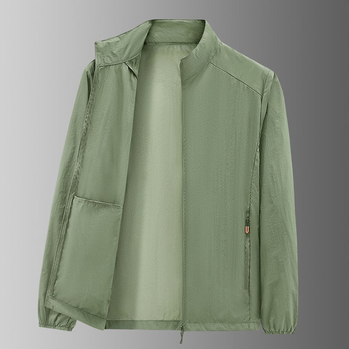 Herren Ultraleichte packbare Windjacke mit Innenfach, Stehkragen & Reißverschlusstaschen Drune