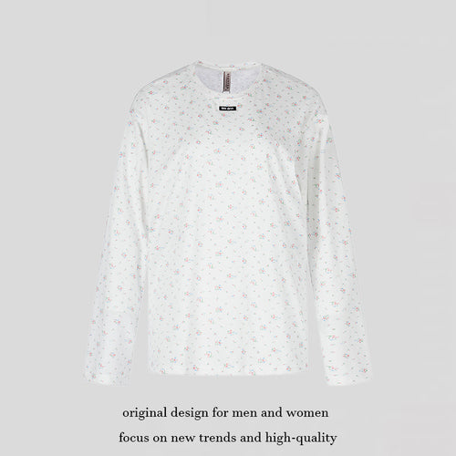Damen Langarmshirt mit zartem Blumenprint und Rundhalsausschnitt Drune
