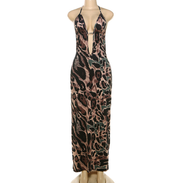 Damen Sexy Maxikleid mit tiefem Ausschnitt und Spitzenträgern Drune