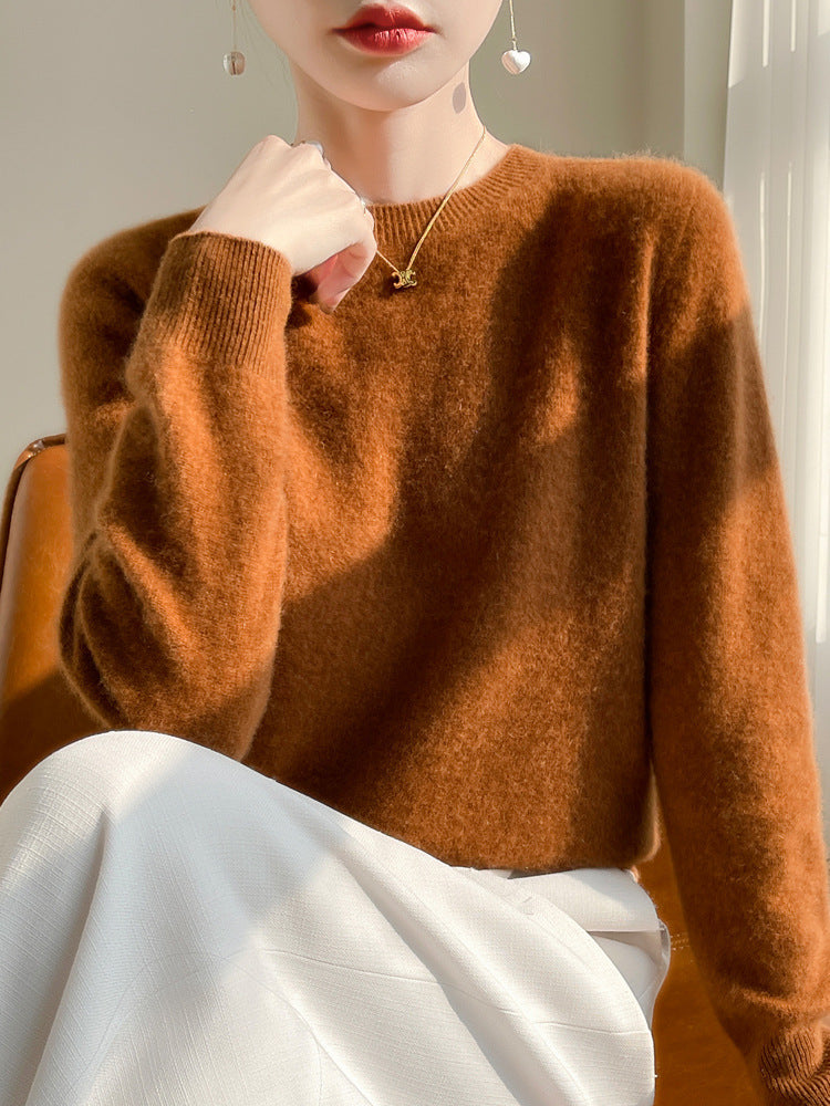 Damen Luxuriöser Kuschelstrick-Pullover mit Rundhals und Mohair-Optik Drune