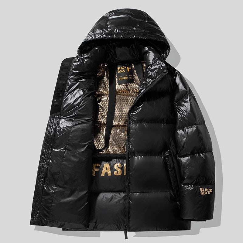 Unisex Glänzender Steppparka mit metallic‑Innenfutter und Tragegurten Drune