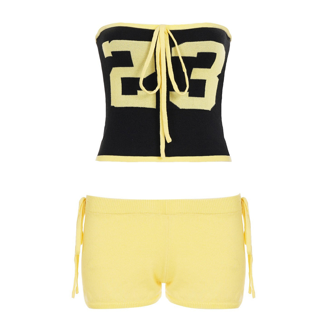 Damen Sportliches Bandeau-Top mit trendiger Mini-Shorts Drune