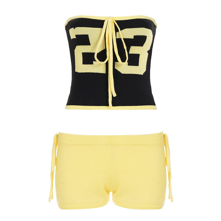 Damen Sportliches Bandeau-Top mit trendiger Mini-Shorts Drune