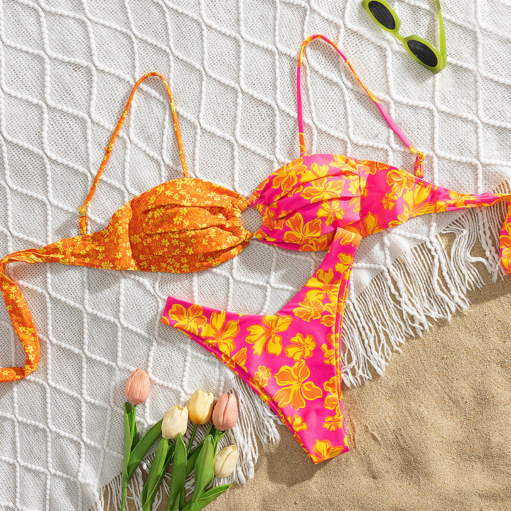Damen Triangel-Bikini mit floralen Mustern Drune