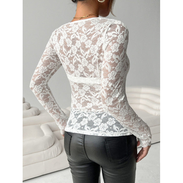 Damen Spitzenbodysuit mit elegantem V-Ausschnitt und langen Ärmeln Drune
