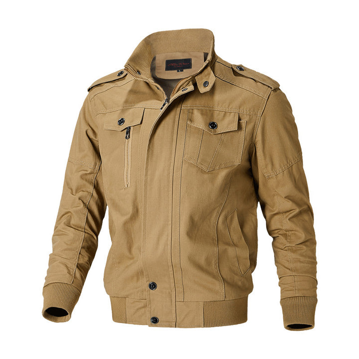 Herren nan robuste Canvas-Bomberjacke im Field-Stil mit Epauletten, verdeckter Druckknopfleiste und funktionalen Taschen Drune