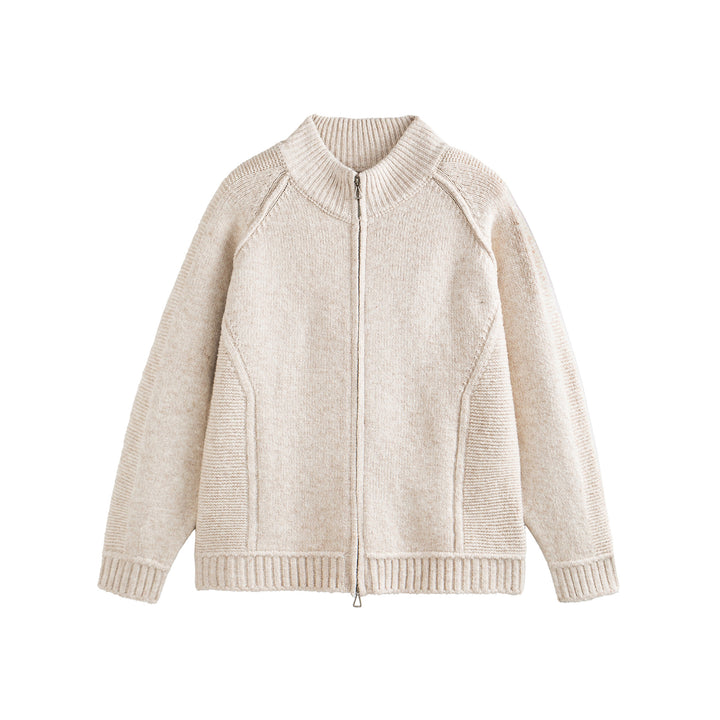 Unisex Strick-Zipjacke im Boxy-Cut mit hohem Rippkragen und Raglanärmeln Drune