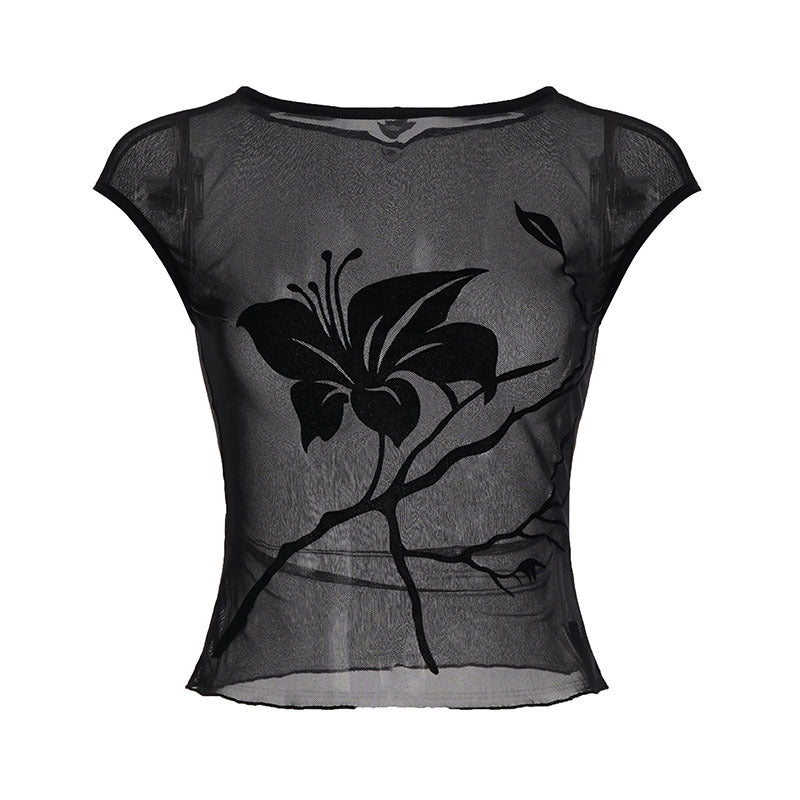 Damen atmungsaktives Netzoberteil mit floralem Design Drune