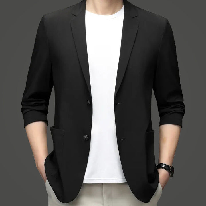 Herren legerer elastischer Sommerblazer mit dreiviertelärmeln und schlanker Passform Drune
