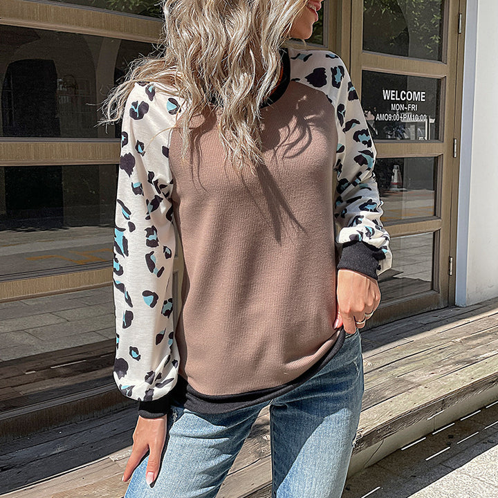 Damen Raglan-Pullover mit Leo-Jacquard-Ärmeln und feinem Rippstrick Drune