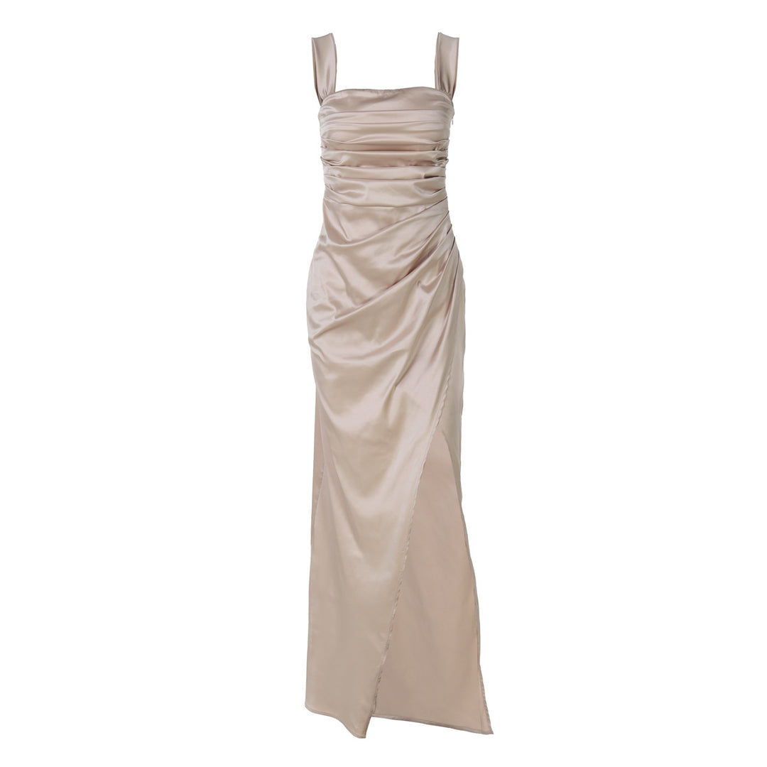 Damen Elegantes Maxikleid mit Off-Shoulder Schnitt und Raffungen Drune