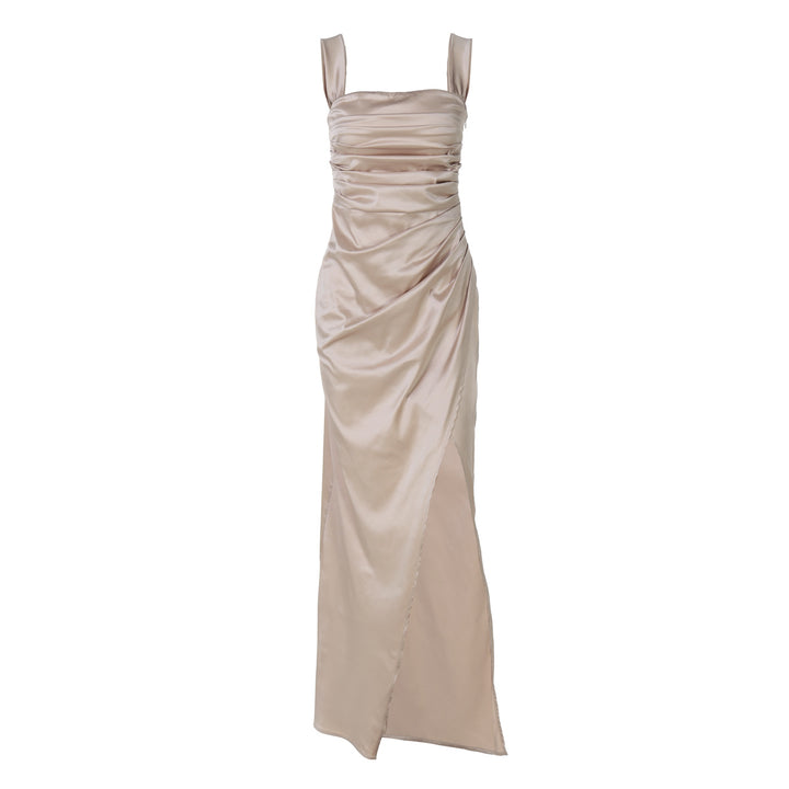 Damen Elegantes Maxikleid mit Off-Shoulder Schnitt und Raffungen Drune