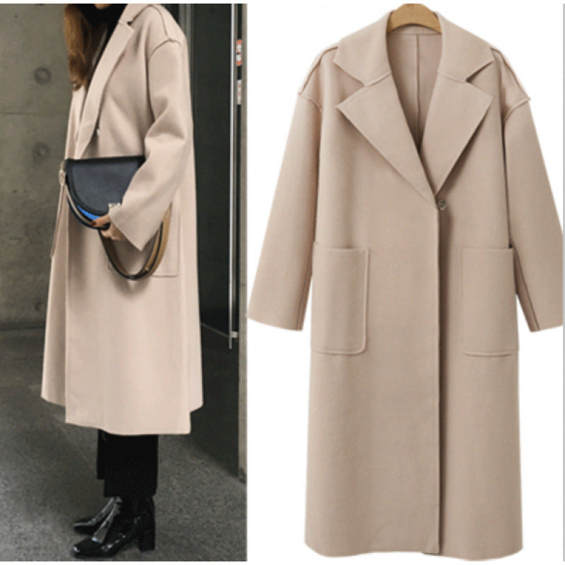 Damen Oversized Mantel mit tiefem Revers und Taschen Drune