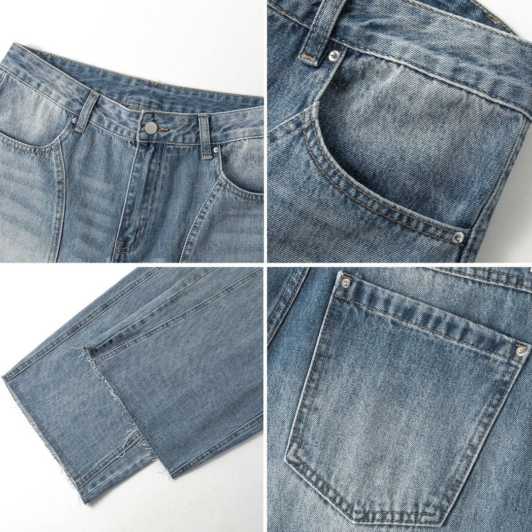 Damen Weitgeschnittene Jeans mit hohem Bund und integriertem Gürtel Drune