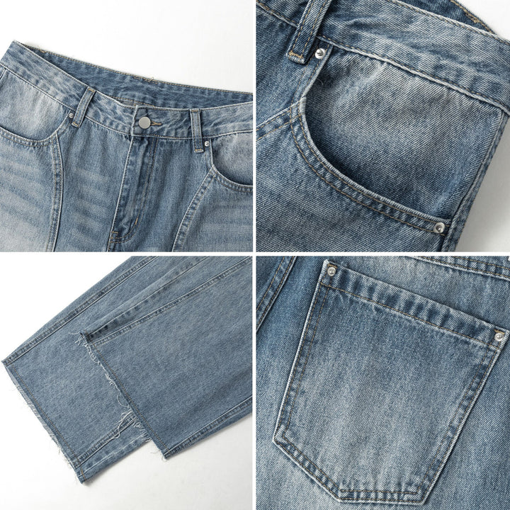 Damen Weitgeschnittene Jeans mit hohem Bund und integriertem Gürtel Drune