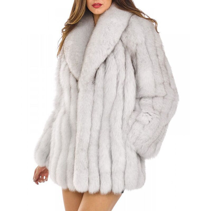 Damen Luxuriöse Kunstfelljacke mit voluminösen Ärmeln Drune
