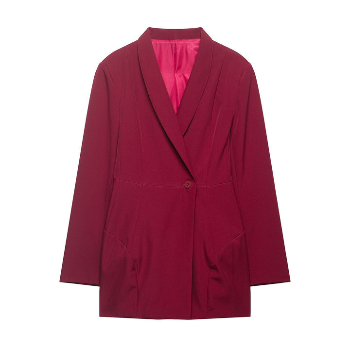 Damen Floraler Schalkragen-Blazer mit lockerem Schnitt und aufgesetzten Taschen Drune