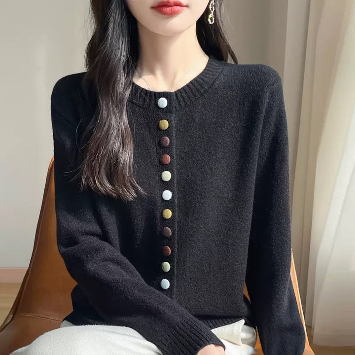 Damen Strickjacke mit kreativen Knopfdetails und feinem Material Drune