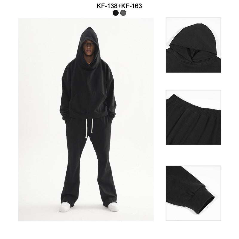 Damen Cropped-Kapuzenpullover und ausgestellte Sweathose Lounge-Set aus French-Terry Drune