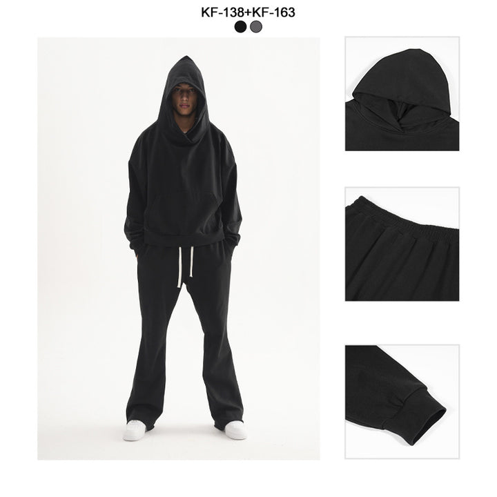 Damen Cropped-Kapuzenpullover und ausgestellte Sweathose Lounge-Set aus French-Terry Drune