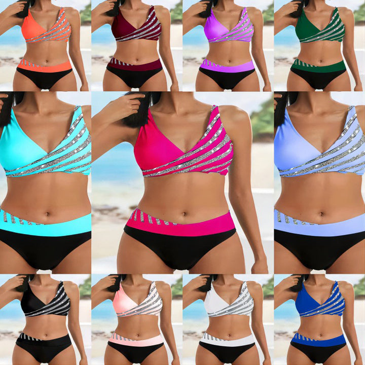 Damen Sportlicher Bikini mit asymmetrischem Schnitt und modernem Design Drune