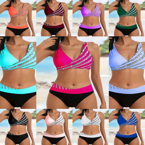 Damen Sportlicher Bikini mit asymmetrischem Schnitt und modernem Design Drune