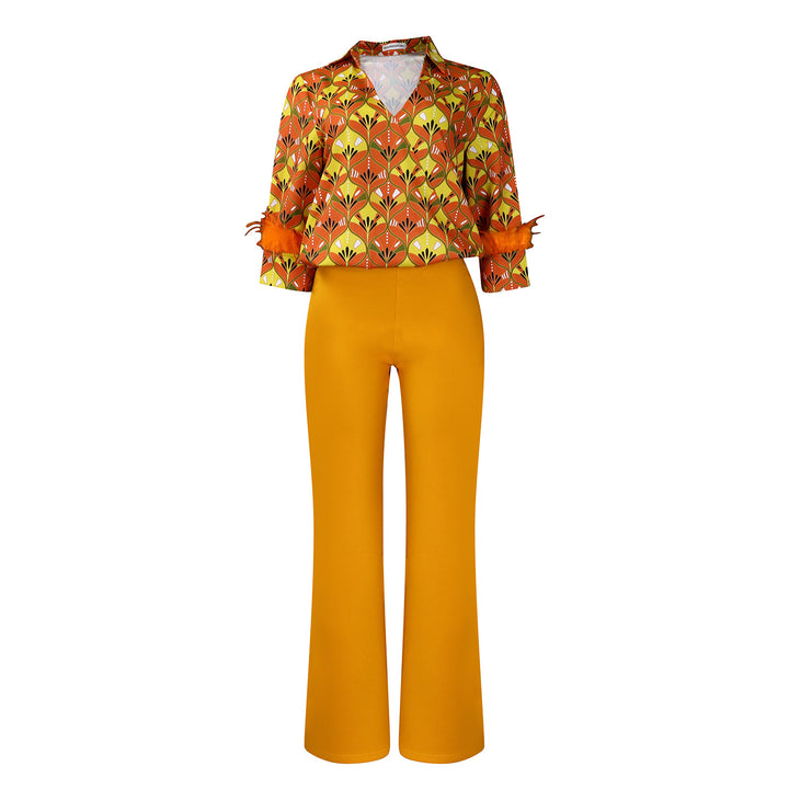 Damen Mode Ensemble mit trendigem floralem Muster und eleganten Details Drune