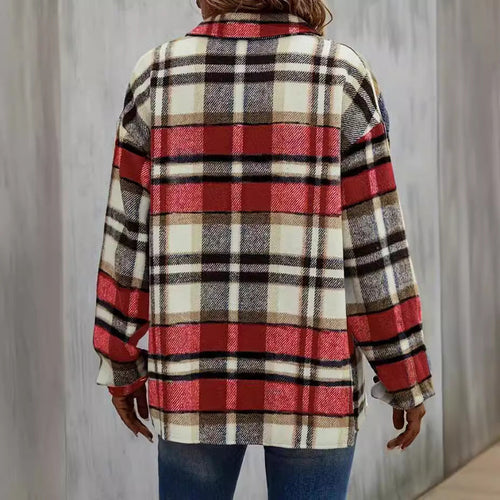 Drune | Damen Karierte Shirtjacke Casual Stil