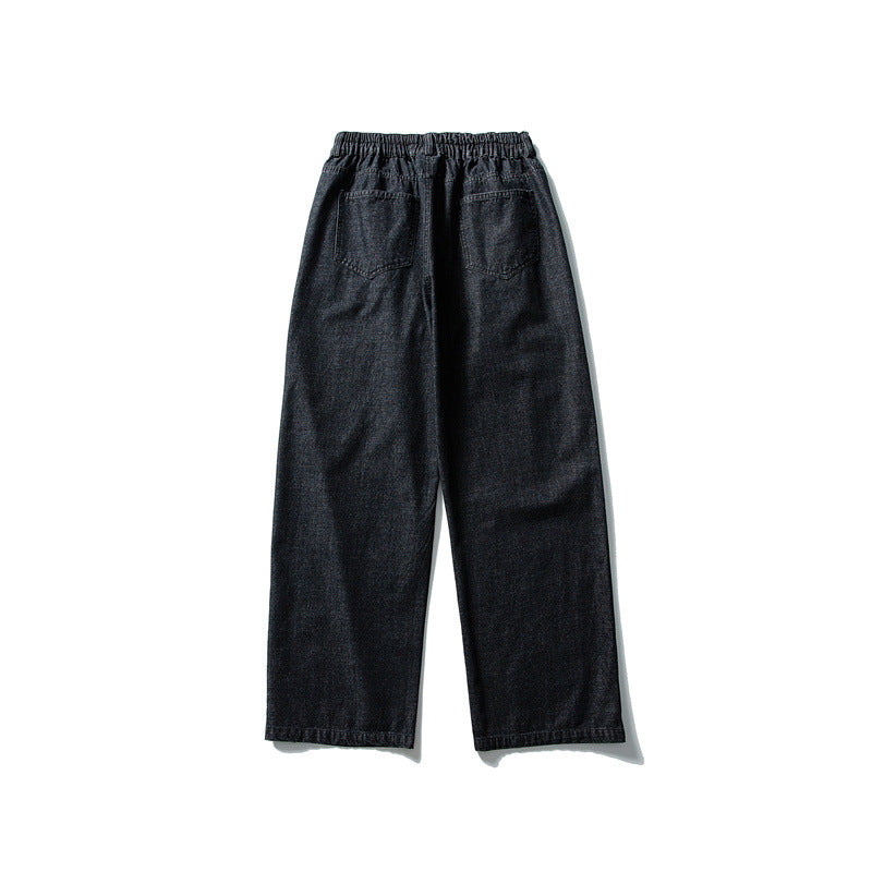 Damen Hochtaillierte weite Bundfalten-Hose aus Baumwollmischung mit geradem Bein Drune