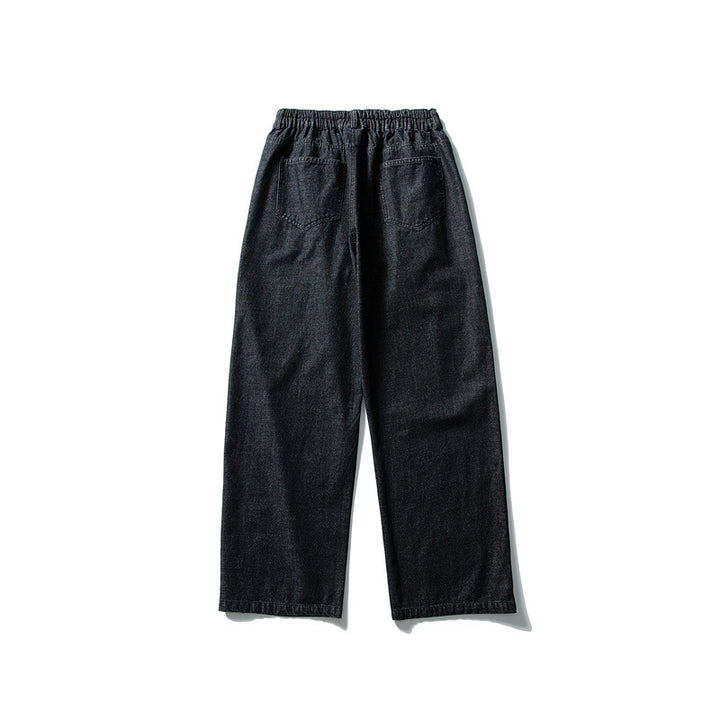 Damen Hochtaillierte weite Bundfalten-Hose aus Baumwollmischung mit geradem Bein Drune