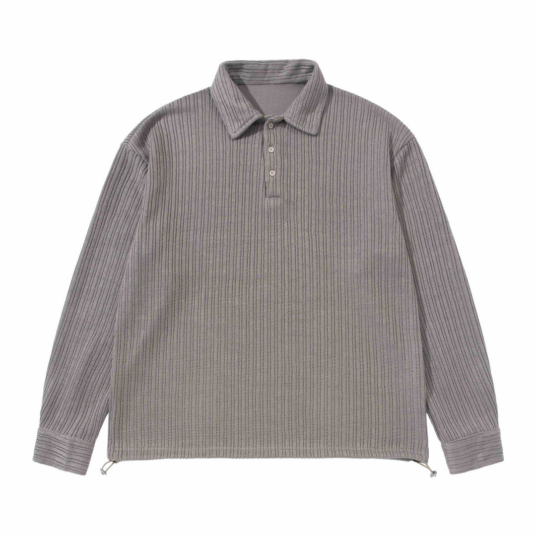 Herren Strukturiertes Poloshirt-Strickpullover mit Knopfleiste und Waffelstrick Drune