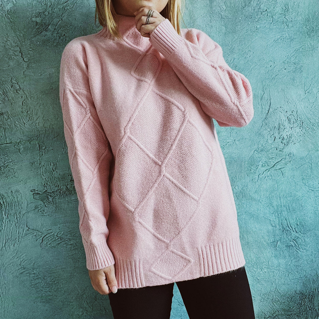 Damen Strickpullover mit modernem Rautenmuster Drune