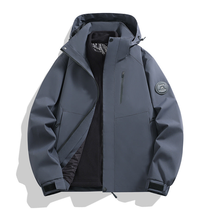 Herren Softshell-Performancejacke mit abnehmbarer Kapuze, verdecktem durchgehendem Reißverschluss und ergonomischem Schnitt Drune