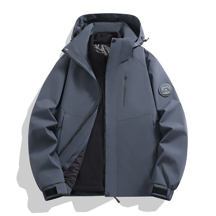 Herren Softshell-Performancejacke mit abnehmbarer Kapuze, verdecktem durchgehendem Reißverschluss und ergonomischem Schnitt Drune