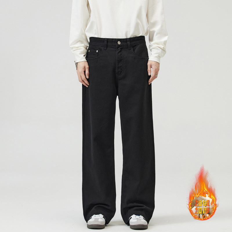 Herren Weite Baumwoll-Denim-Jeans im Straight‑Baggy‑Schnitt mit hoher Bundlinie Drune