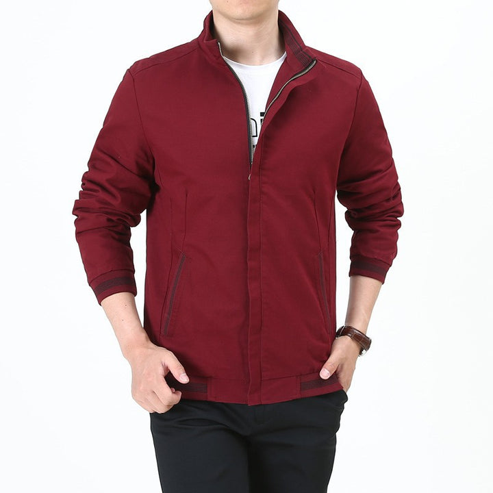 Herren nan taillierte Harrington-Jacke aus Baumwoll-Twill mit verdecktem Reißverschluss und gestreiften Bündchen Drune