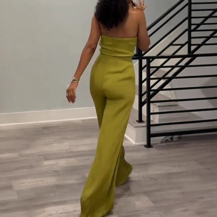 Damen nan taillierter Halter-Einteiler mit geflochtenen Trägern, geknotetem Bustier und weitem Hosenbein Drune