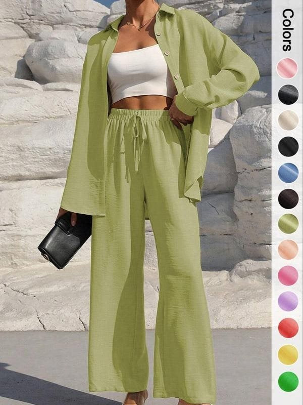 Damen lässiger Satin-Loungewear-Anzug mit weitem Schnitt und nachhaltigem Stoff Drune