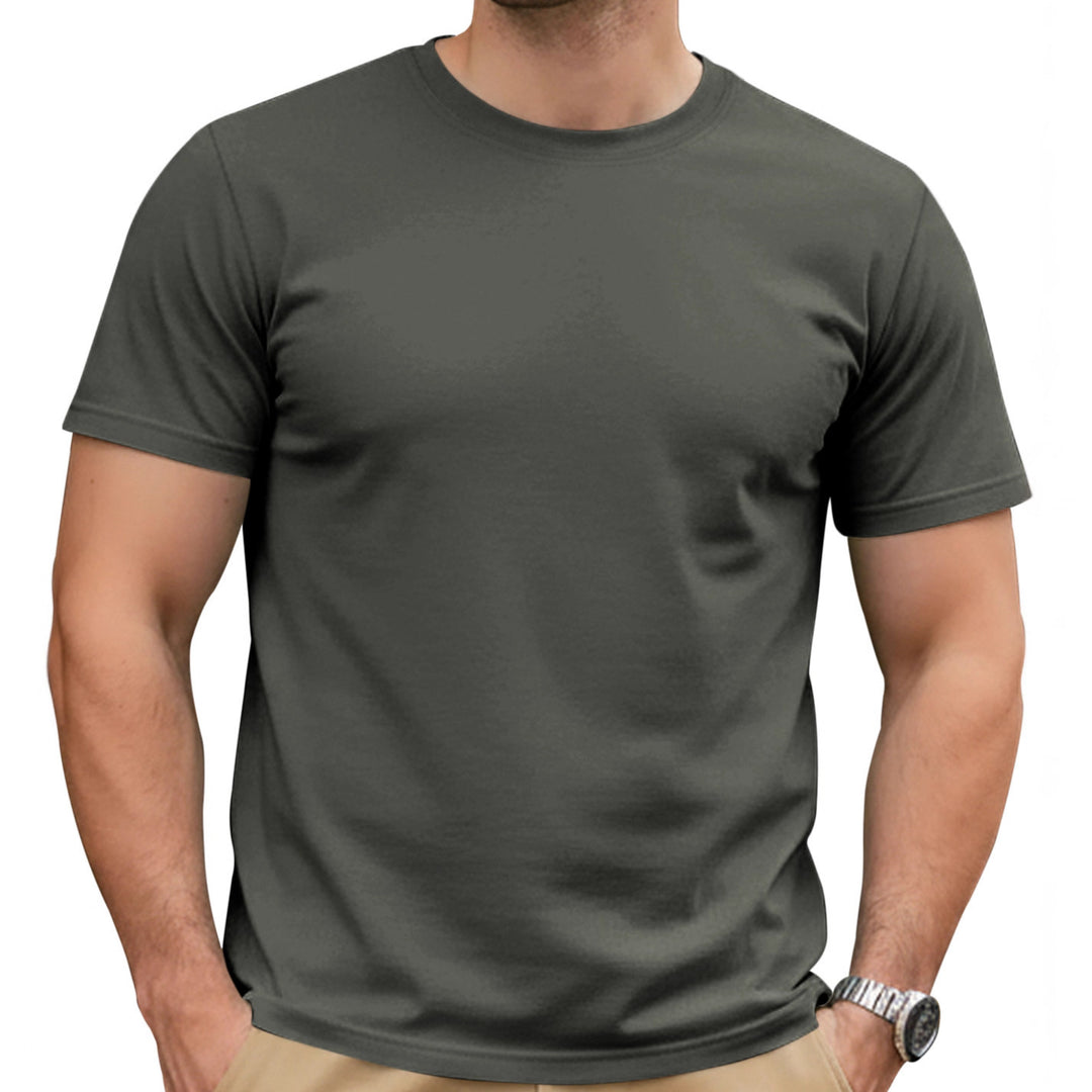 Herren nan Basic Kurzarm-T-Shirt aus hochwertigem Baumwollmix mit Rundhalsausschnitt, flachen Nähten und Regular Fit Drune