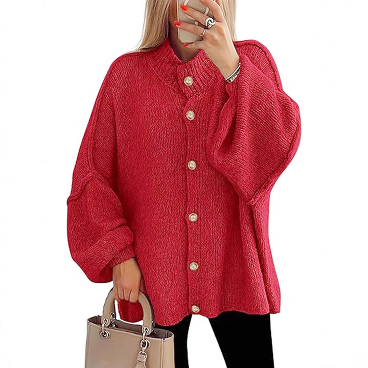 Damen oversized Strickjacke mit Knopfverschluss Drune