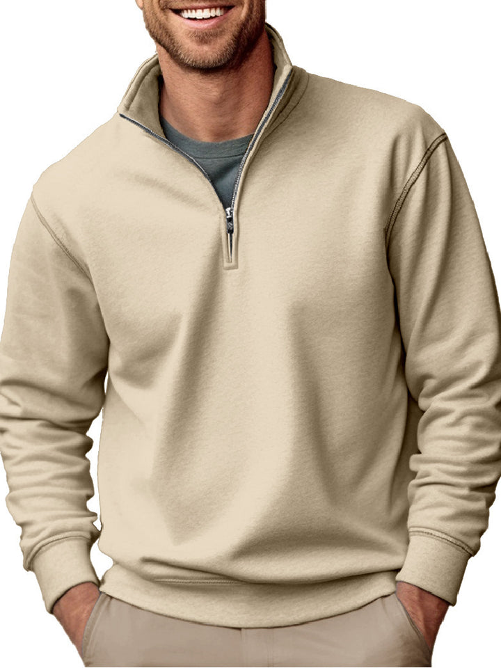 Herren nan Halbzip-Sweatshirt mit Stehkragen und weichem Fleece-Innenfutter Drune