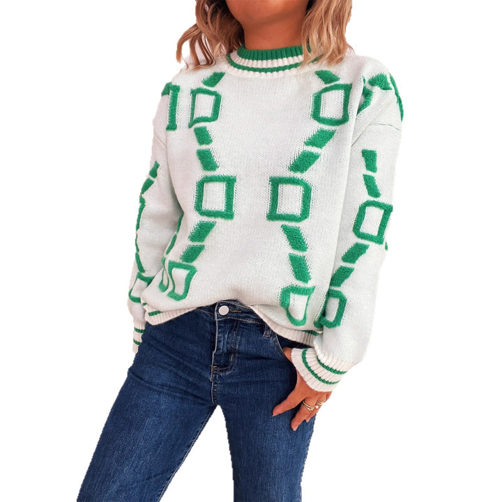 Damen lässiger Pullover mit geometrischem Muster und weichen Materialien Drune