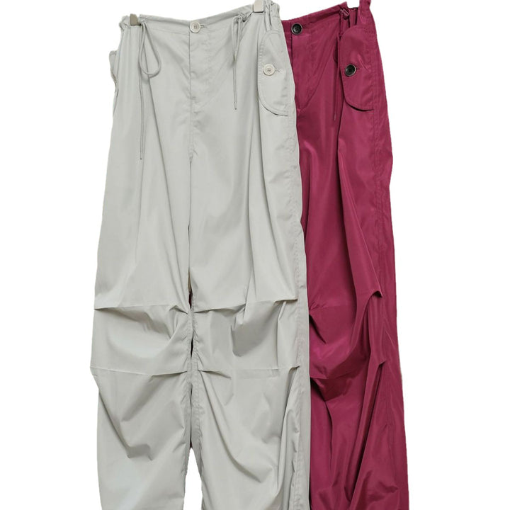 Damen Extraweite Nylon-Cargo-Hose mit Tunnelzugbund und aufgesetzten Taschen Drune