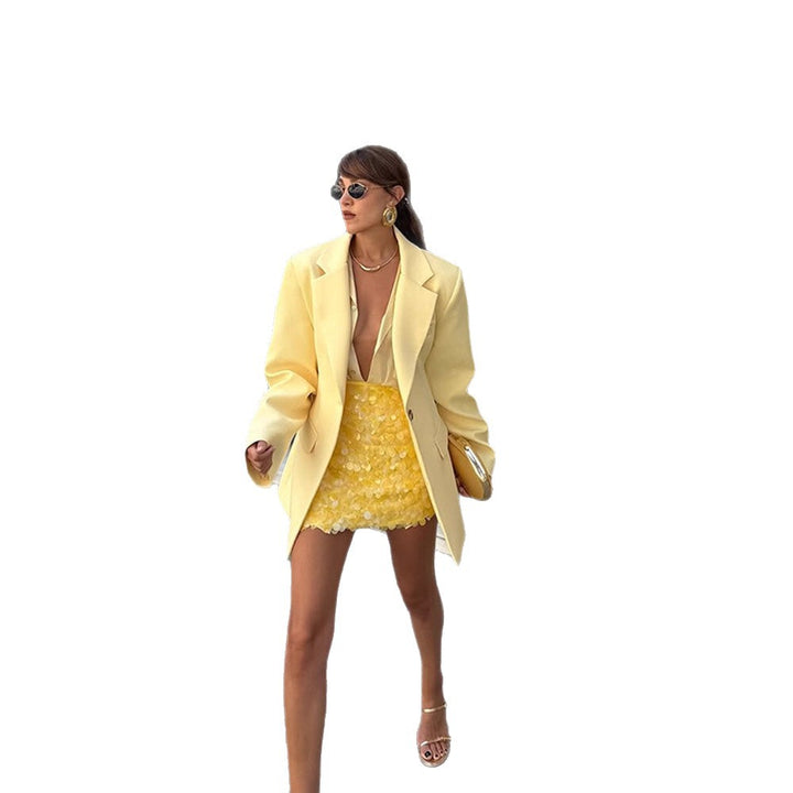 Damen oversized Blazerjacke mit kreativen Details Drune