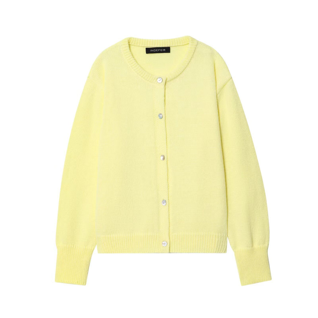 Damen stilvolle Strickjacke mit Knopfleiste und Rundhalsausschnitt Drune